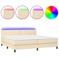 Boxspringbett mit Matratze & LED Creme 200x200 cm Stoff