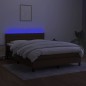 Boxspringbett mit Matratze & LED Dunkelbraun 140x200 cm Stoff