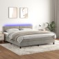 Boxspringbett mit Matratze & LED Hellgrau 180x200 cm Samt