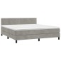 Boxspringbett mit Matratze & LED Hellgrau 180x200 cm Samt