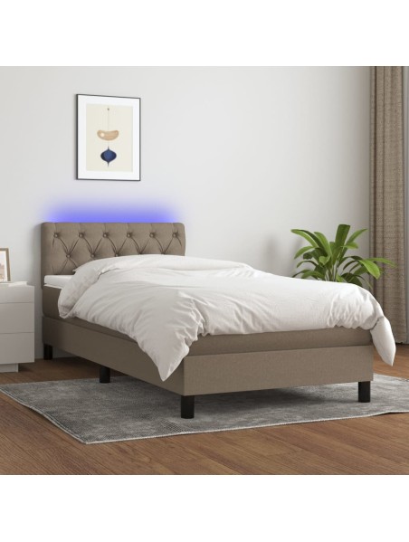 Boxspringbett mit Matratze & LED Taupe 80x200 cm Stoff