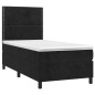 Boxspringbett mit Matratze & LED Schwarz 90x190 cm Samt