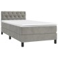 Boxspringbett mit Matratze & LED Hellgrau 80x200 cm Samt