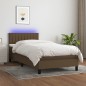 Boxspringbett mit Matratze & LED Dunkelbraun 100x200 cm Stoff