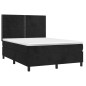 Boxspringbett mit Matratze & LED Schwarz 140x190 cm Samt