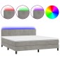 Boxspringbett mit Matratze & LED Hellgrau 160x200 cm Samt