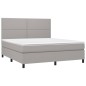 Boxspringbett mit Matratze & LED Hellgrau 180x200 cm Stoff