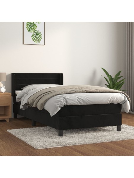 Boxspringbett mit Matratze Schwarz 90x190 cm Samt