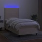 Boxspringbett mit Matratze & LED Creme 90x190 cm Stoff