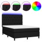 Boxspringbett mit Matratze & LED Schwarz 140x200 cm Stoff