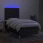 Boxspringbett mit Matratze & LED Schwarz 100x200 cm Stoff