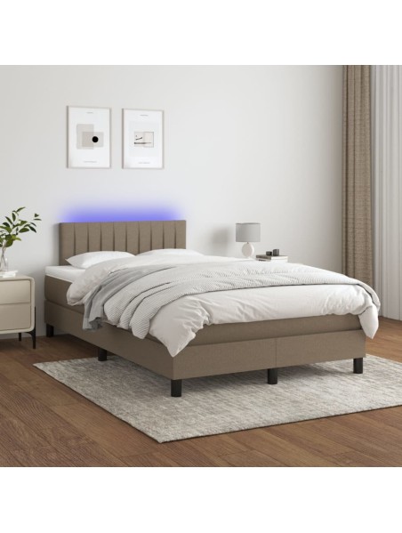 Boxspringbett mit Matratze & LED Taupe 120x200 cm Stoff