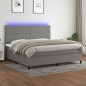 Boxspringbett mit Matratze & LED Dunkelgrau 200x200 cm Stoff