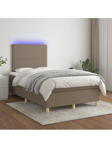 Boxspringbett mit Matratze & LED Taupe 120x200 cm Stoff