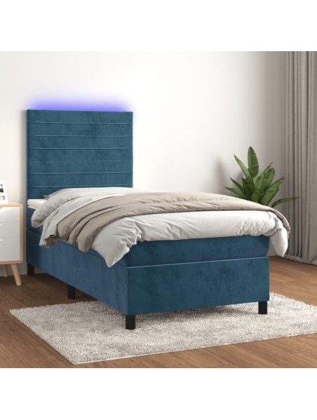 Boxspringbett mit Matratze & LED Dunkelblau 80x200 cm Samt