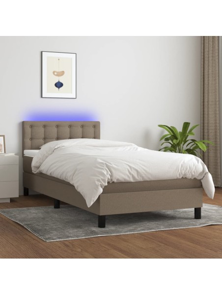 Boxspringbett mit Matratze & LED Taupe 100x200 cm Stoff