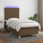 Boxspringbett mit Matratze & LED Dunkelbraun 90x190 cm Stoff