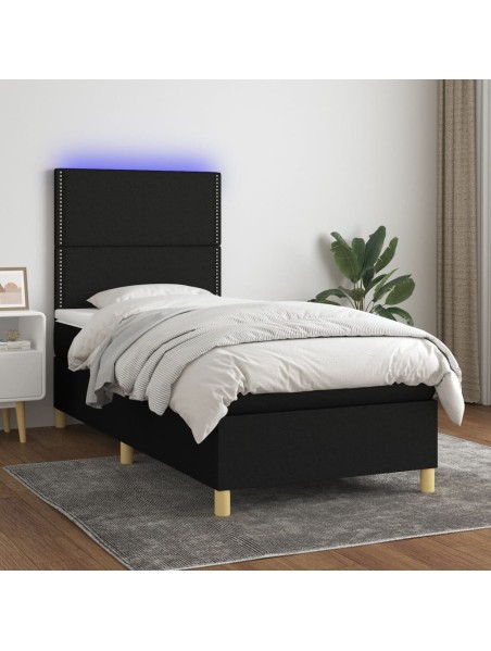 Boxspringbett mit Matratze & LED Schwarz 80x200 cm Stoff