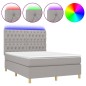 Boxspringbett mit Matratze & LED Hellgrau 140x200 cm Stoff