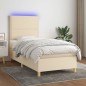 Boxspringbett mit Matratze & LED Creme 90x200 cm Stoff