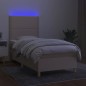 Boxspringbett mit Matratze & LED Creme 90x200 cm Stoff