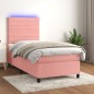 Boxspringbett mit Matratze & LED Rosa 100x200 cm Samt