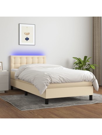 Boxspringbett mit Matratze & LED Creme 80x200 cm Stoff