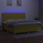 Boxspringbett mit Matratze & LED Grün 200x200 cm Stoff