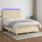 Boxspringbett mit Matratze & LED Creme 140x200 cm Stoff