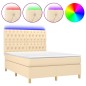 Boxspringbett mit Matratze & LED Creme 140x200 cm Stoff