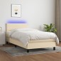 Boxspringbett mit Matratze & LED Creme 80x200 cm Stoff