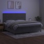 Boxspringbett mit Matratze & LED Hellgrau 200x200 cm Samt