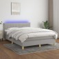 Boxspringbett mit Matratze & LED Hellgrau 140x190 cm Stoff