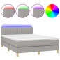 Boxspringbett mit Matratze & LED Hellgrau 140x190 cm Stoff