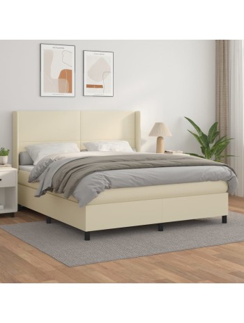 Boxspringbett mit Matratze Creme 180x200 cm Kunstleder