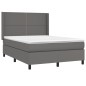 Boxspringbett mit Matratze Grau 140x200 cm Kunstleder