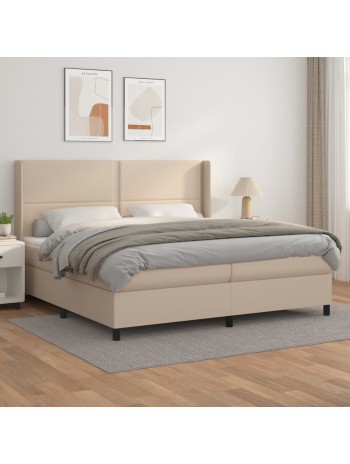 Boxspringbett Matratze Cappuccino-Braun 200x200cm Kunstleder