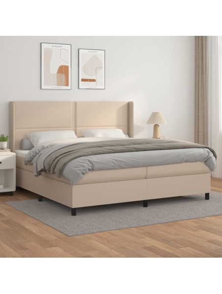 Boxspringbett Matratze Cappuccino-Braun 200x200cm Kunstleder