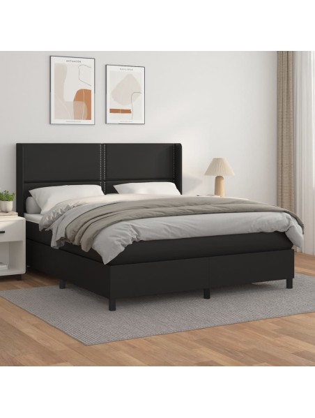 Boxspringbett mit Matratze Schwarz 160x200 cm Kunstleder