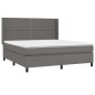 Boxspringbett mit Matratze Grau 160x200 cm Kunstleder