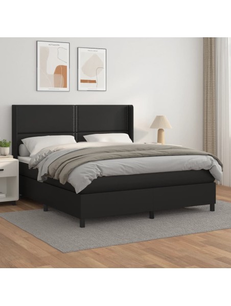 Boxspringbett mit Matratze Schwarz 180x200 cm Kunstleder