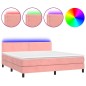 Boxspringbett mit Matratze & LED Rosa 180x200 cm Samt