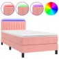 Boxspringbett mit Matratze & LED Rosa 90x190 cm Samt