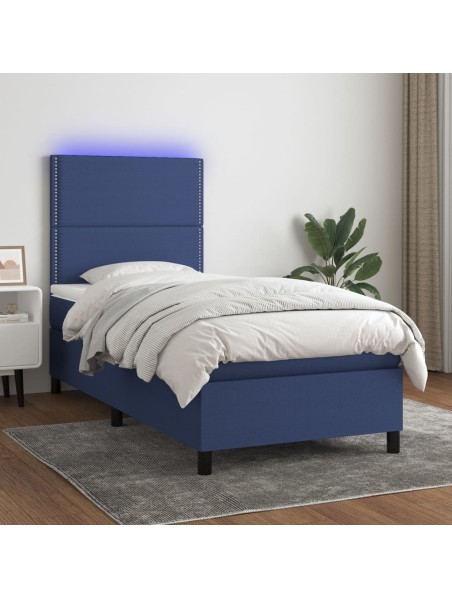 Boxspringbett mit Matratze & LED Blau 80x200 cm Stoff