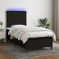 Boxspringbett mit Matratze & LED Schwarz 100x200 cm Stoff