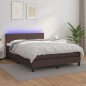 Boxspringbett mit Matratze & LED Braun 140x190 cm Kunstleder