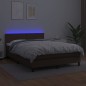 Boxspringbett mit Matratze & LED Braun 140x190 cm Kunstleder