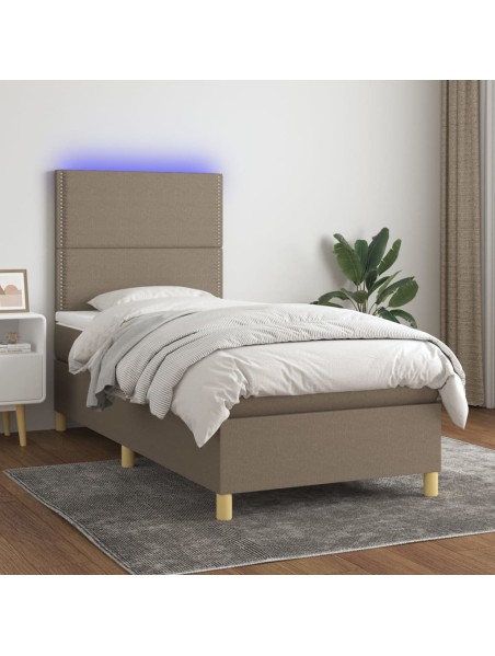 Boxspringbett mit Matratze & LED Taupe 80x200 cm Stoff