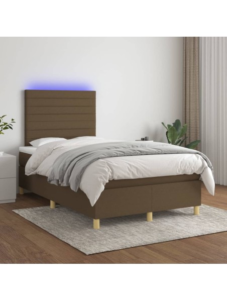 Boxspringbett mit Matratze & LED Dunkelbraun 120x200 cm Stoff