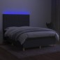 Boxspringbett mit Matratze & LED Dunkelgrau 140x190 cm Stoff